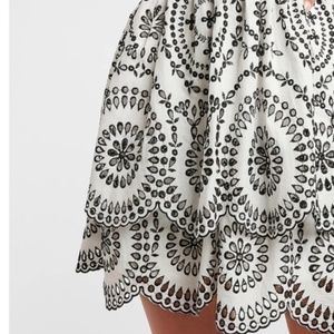 Express Black and White Embroidered Lace Tiered Fit & Flare Dress XS